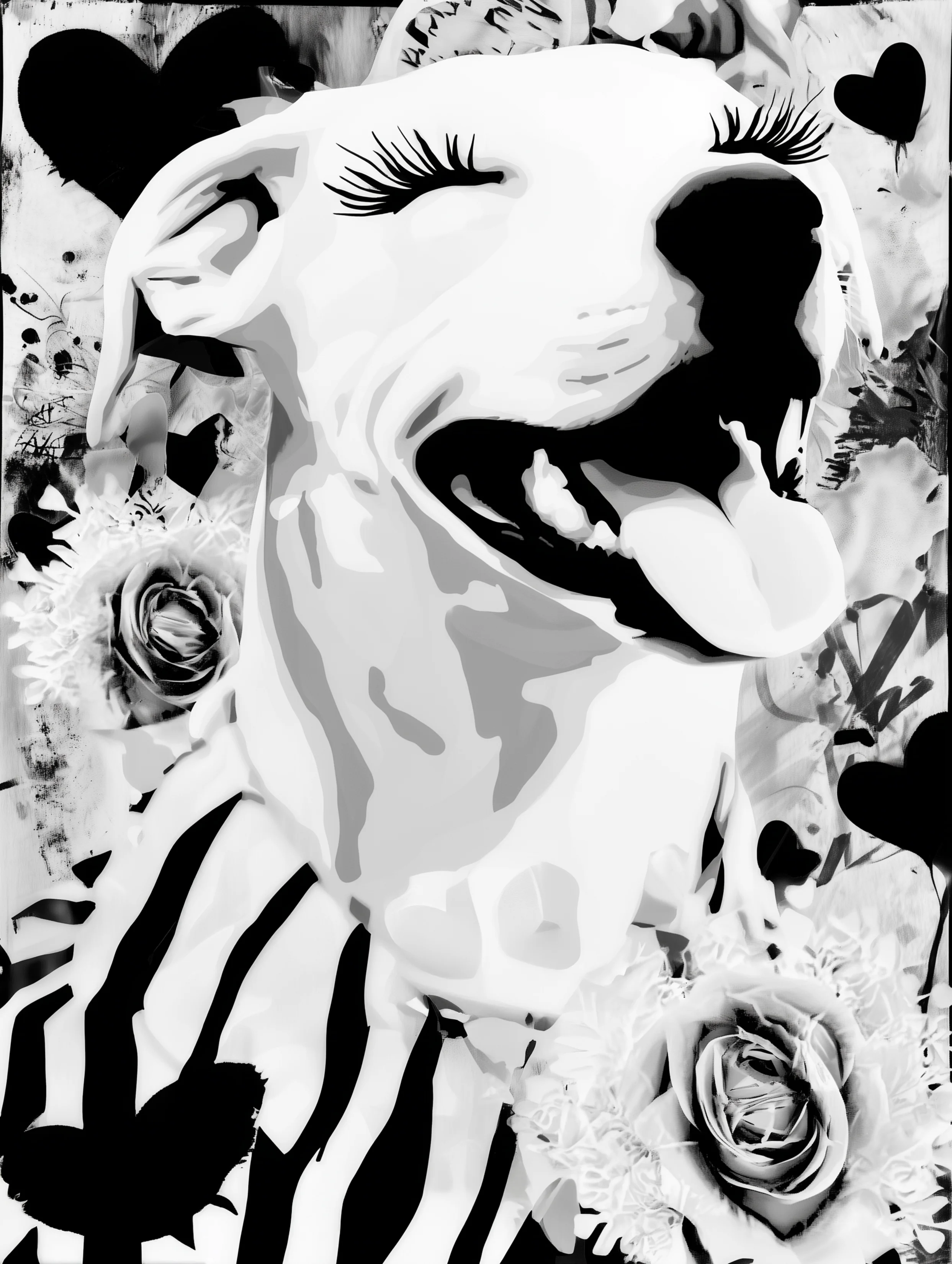 Free printable dog coloring page for adults featuring laughing white dog coloring page